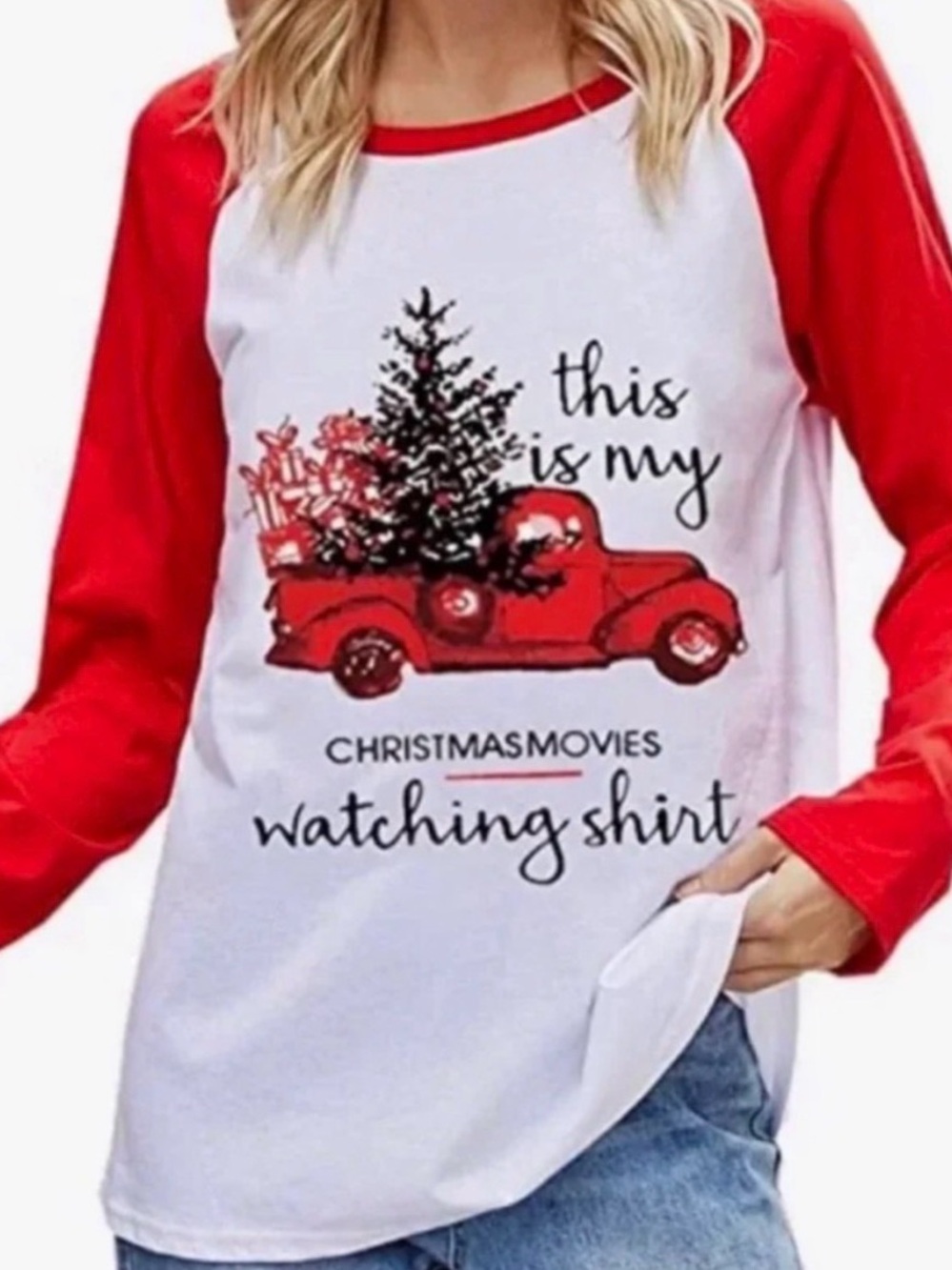 New Women’s Small “This Is My Christmas Movies Watching Shirt” Raglan Tee